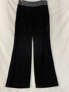LOFT Black Velvet Wide-Leg Pants with Contrast Silky Waistband, Formal, NWOT